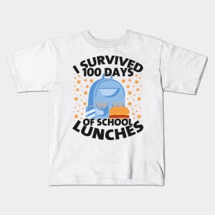 Funny 100 Days of School Lunch Lady, I Survived 100 Days of School Lunches Kids T-Shirt